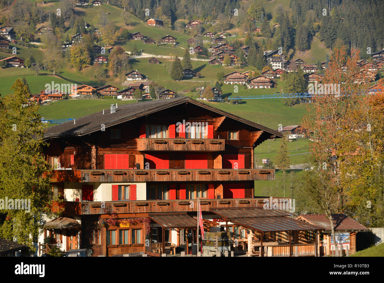 A wooden house in Grindelwald, Switzerland. Grindelwald was one of the
