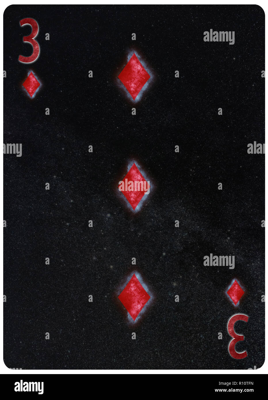 Three of diamonds playing card Abstract Background Stock Photo - Alamy