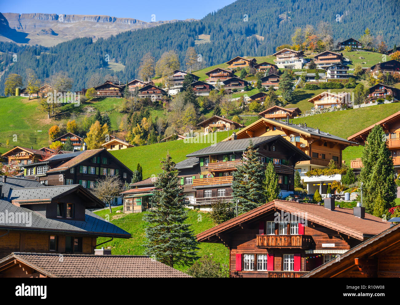 Grindelwald, Switzerland Oct 21, 2018. Mountain town in Grindelwald