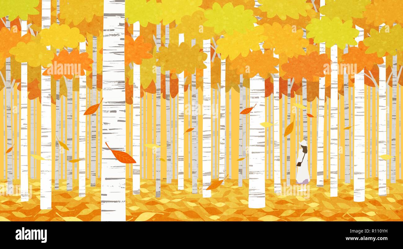 Beautiful autumn landscape colorful nature scenery vector illustration ...