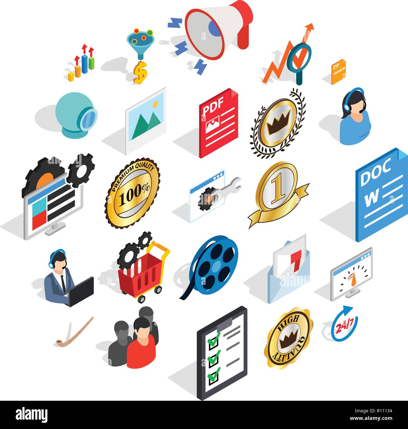 Excellence icons set, isometric style Stock Vector Image & Art - Alamy