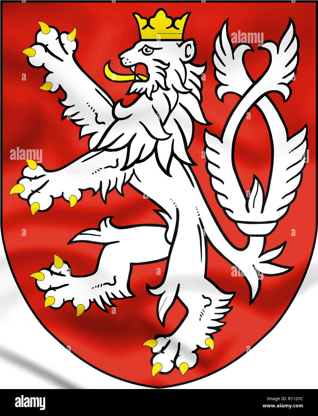 3D Bohemia coat of arms, small coat of arms of the Czech Republic. 3D Illustration. Stock Photo