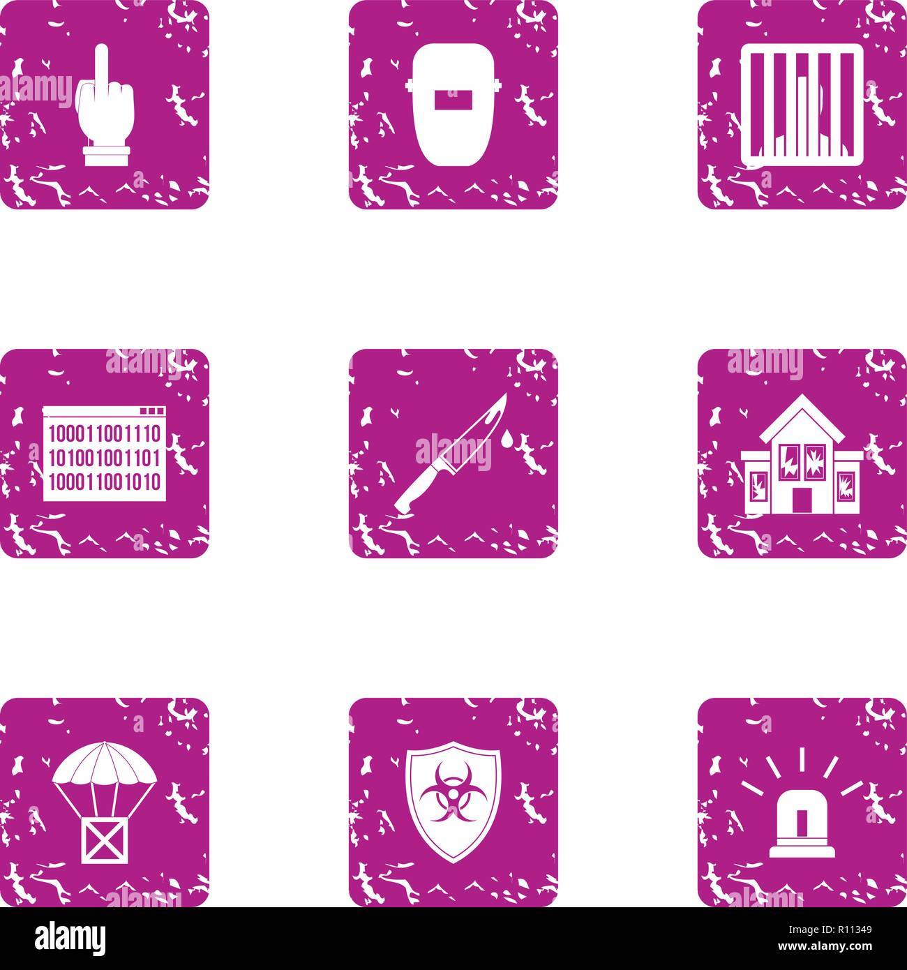 Freight delivery icons set, grunge style Stock Vector