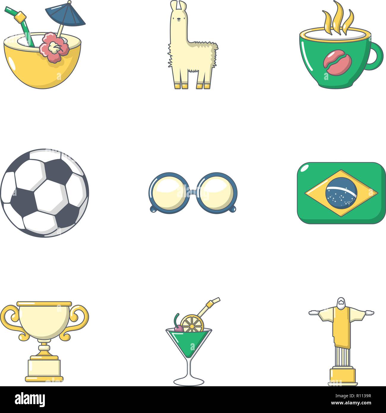 Brazilian weekend icons set, flat style Stock Vector Image & Art - Alamy