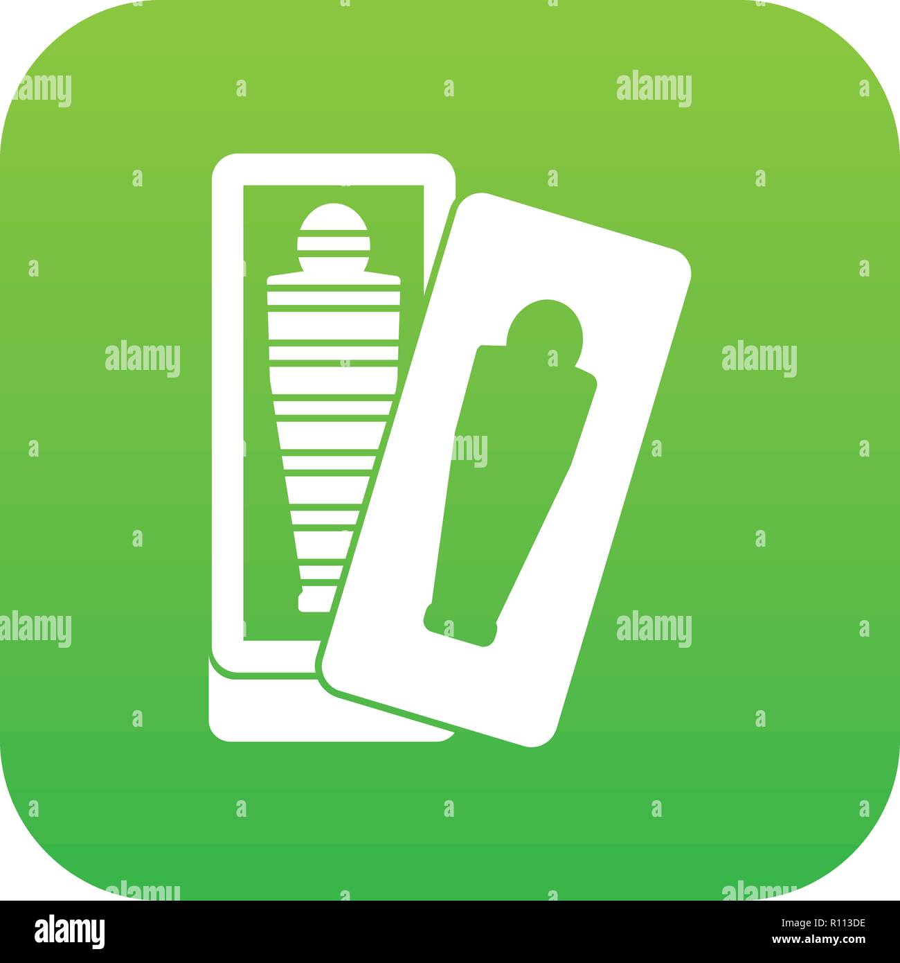 Mummy in sarcophagus icon digital green Stock Vector