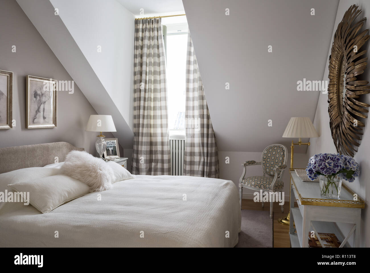 Gustavian Bedroom With Gabled Ceiling Stock Photo 224374424 Alamy