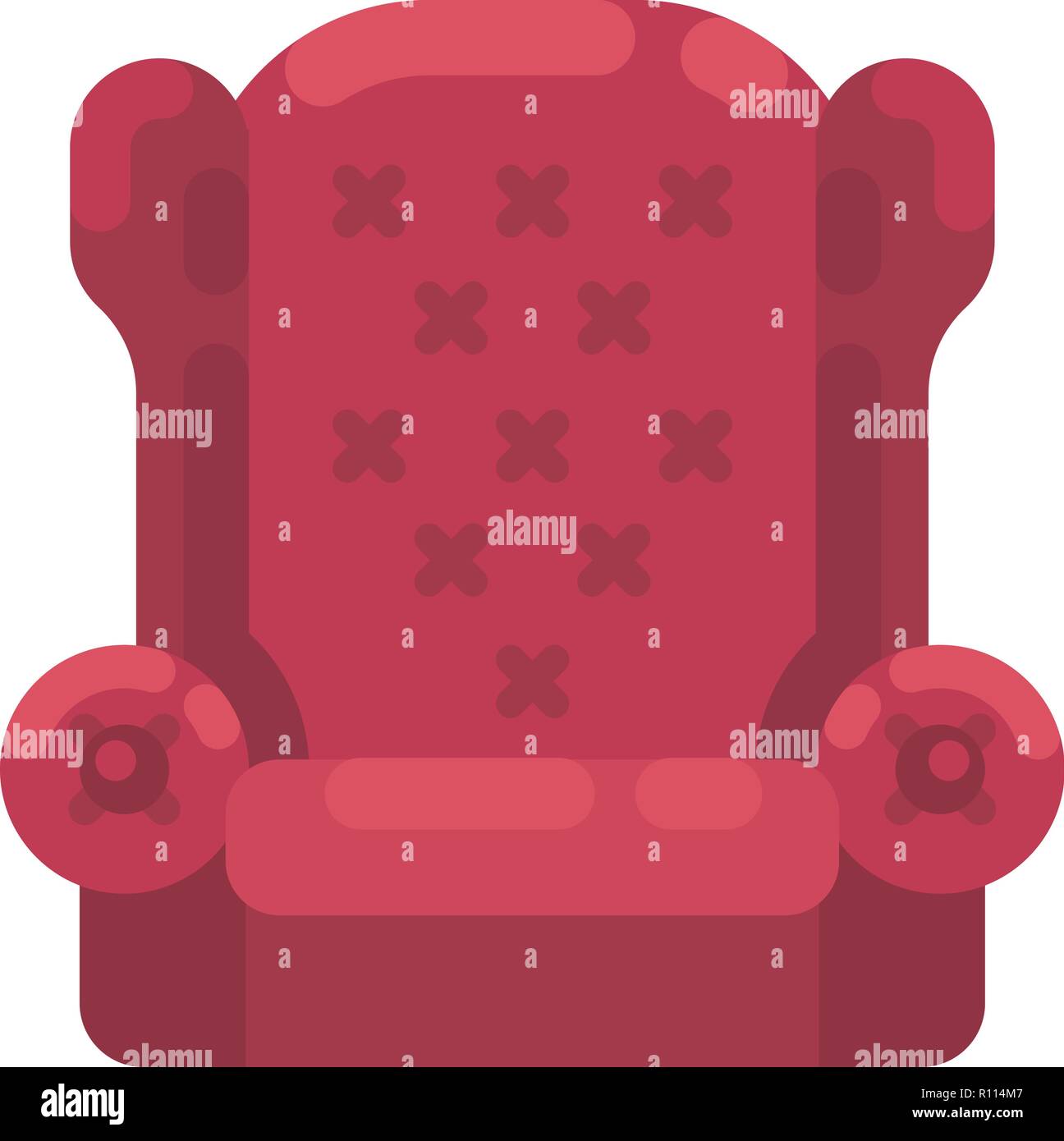 Red Santa Claus armchair illustration. Cozy furniture flat icon Stock Vector