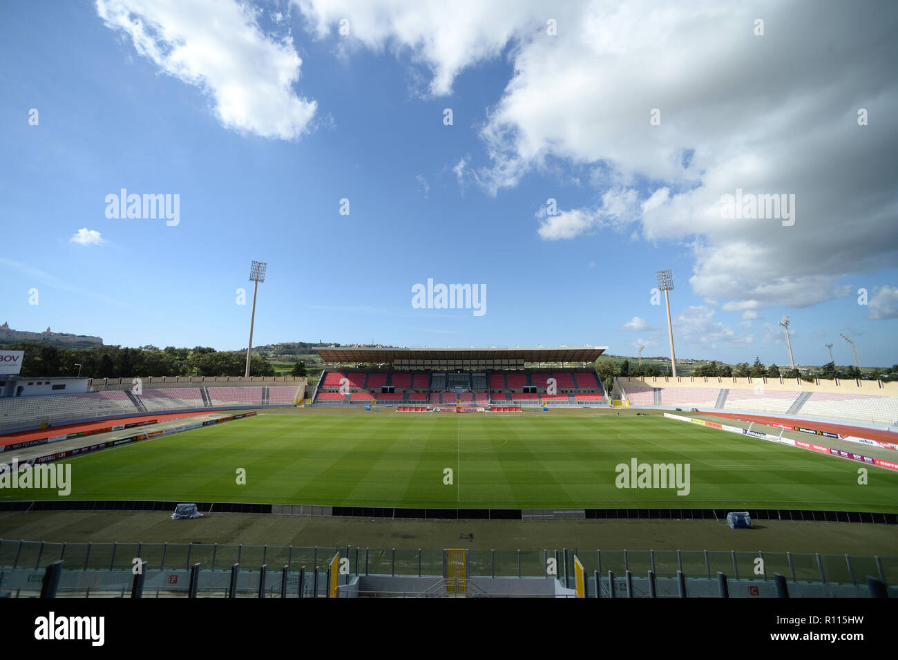 Malta's national football stadium in Ta'Qali, grass hybrid pitch used