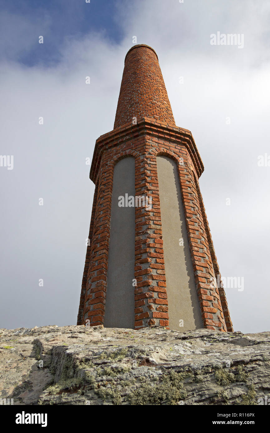 chimney of Cape Cornwall Tin Mine, Cornwall, England, Great Britain Stock Photo