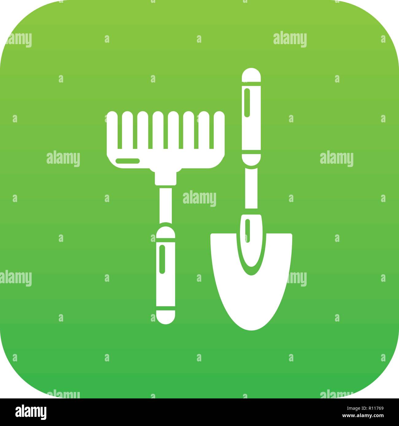 Scoop hand rake icon green vector Stock Vector Image & Art - Alamy