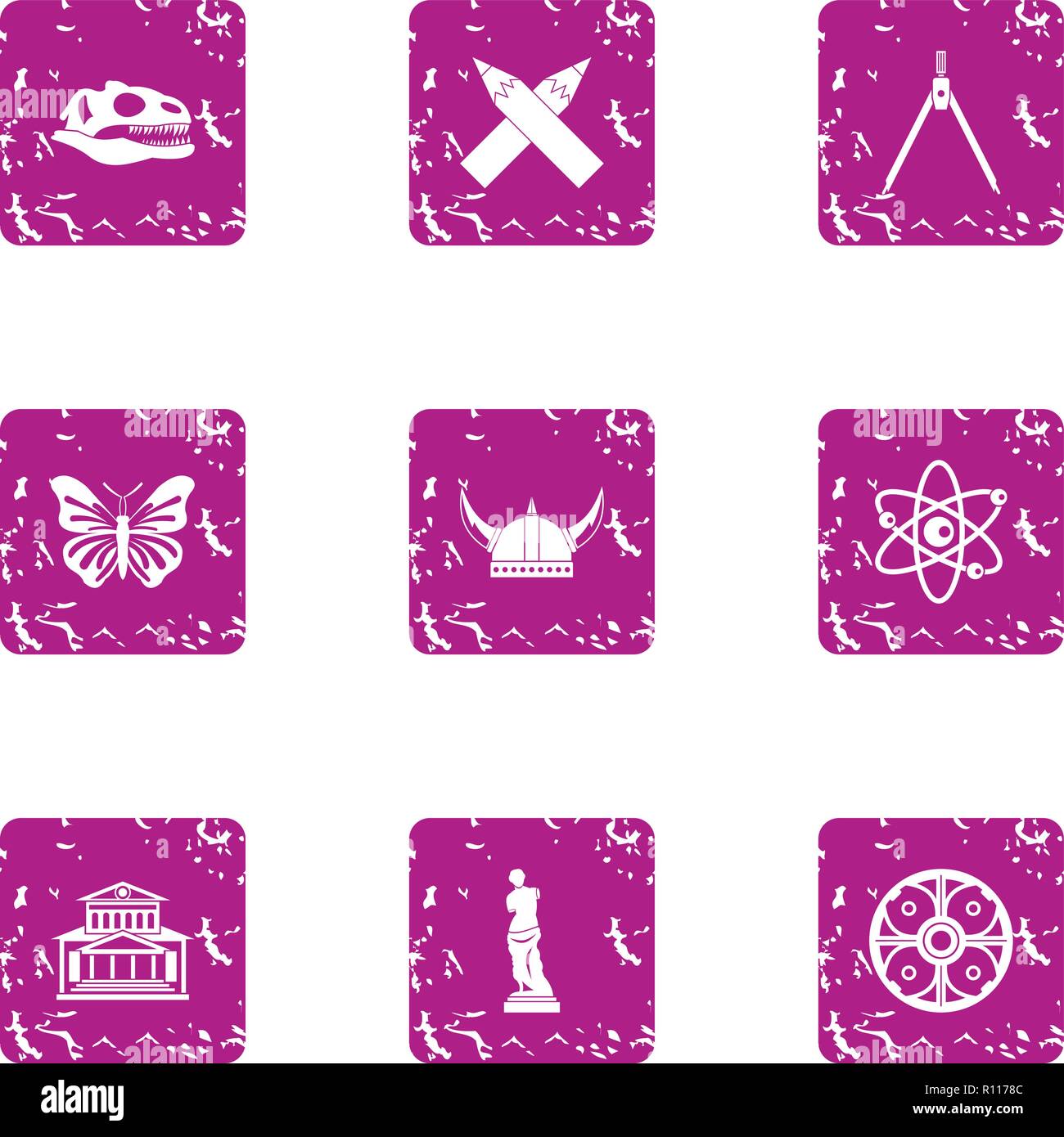 Evaluation icons set, grunge style Stock Vector