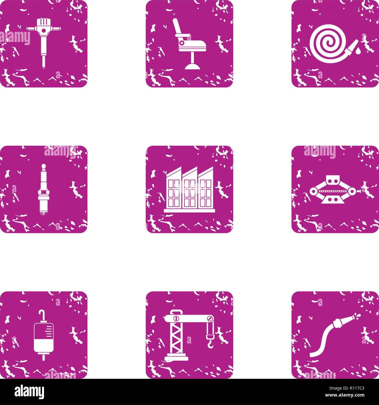 Accident icons set, grunge style Stock Vector