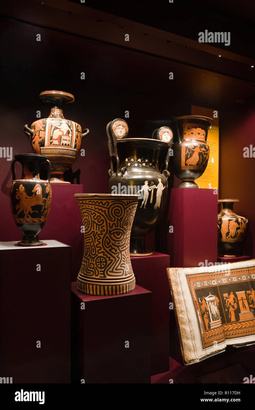 Vases and book in Mougins Museum of Classical Art Stock Photo