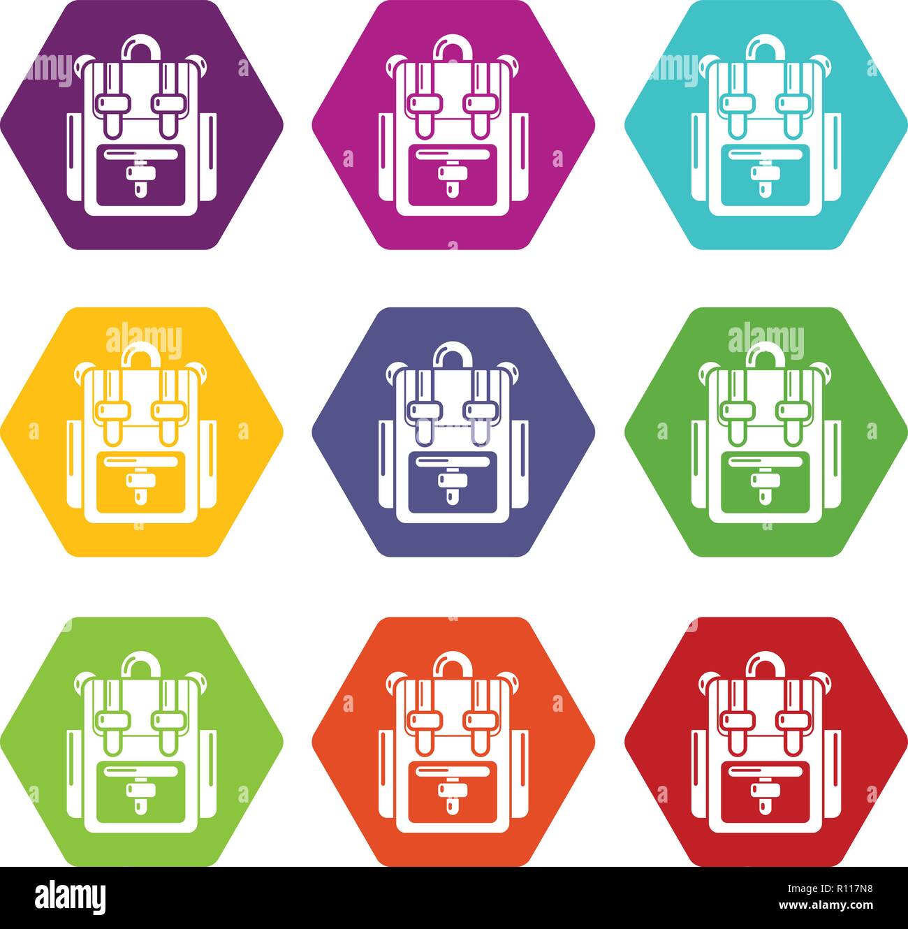 Backpack adventure icons set 9 vector Stock Vector Image & Art - Alamy