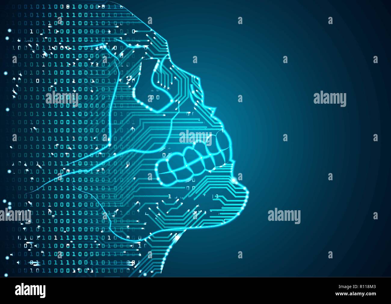 Big data and artificial intelligence danger concept. Stock Vector