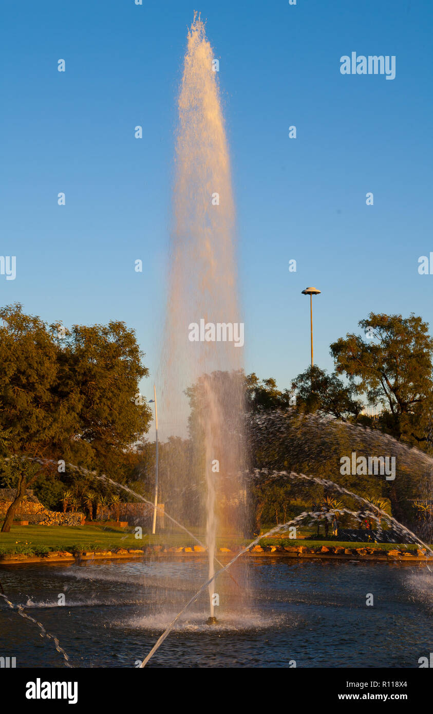 Fountain at sunrise in the Fountains valley, Pretoria, South Africa