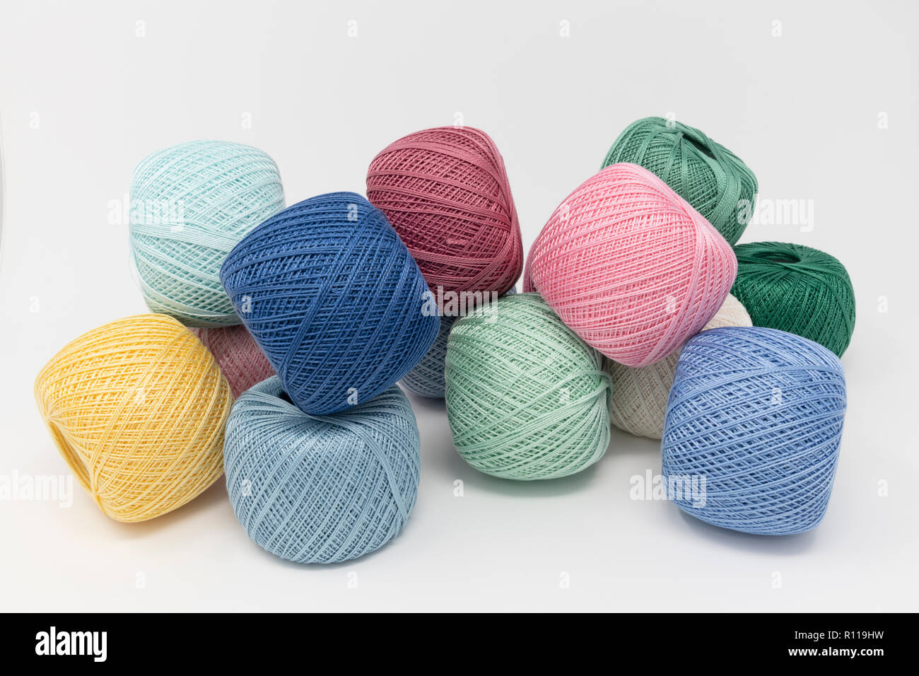 colored threads on the white background Stock Photo