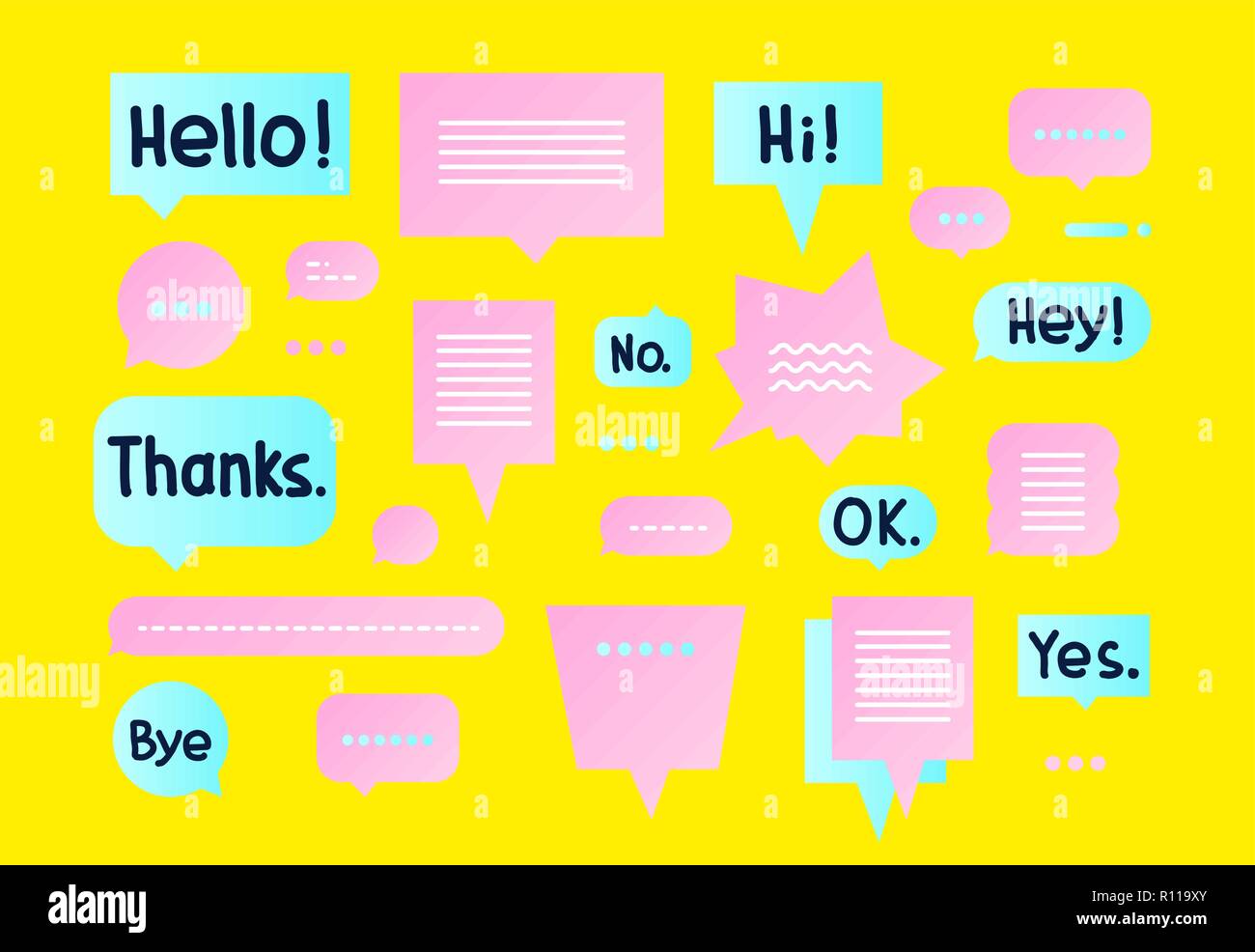 Vector colorful Simple flat speech bubbles shapes set Stock Vector