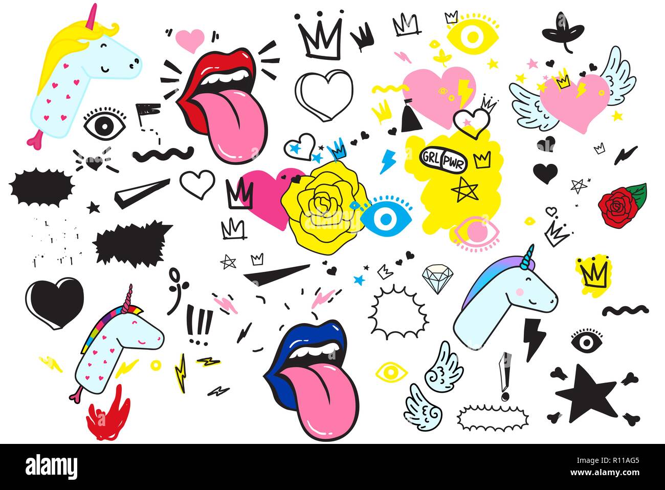 Universal trend hand drawing doodles Mega set Stock Vector Image & Art