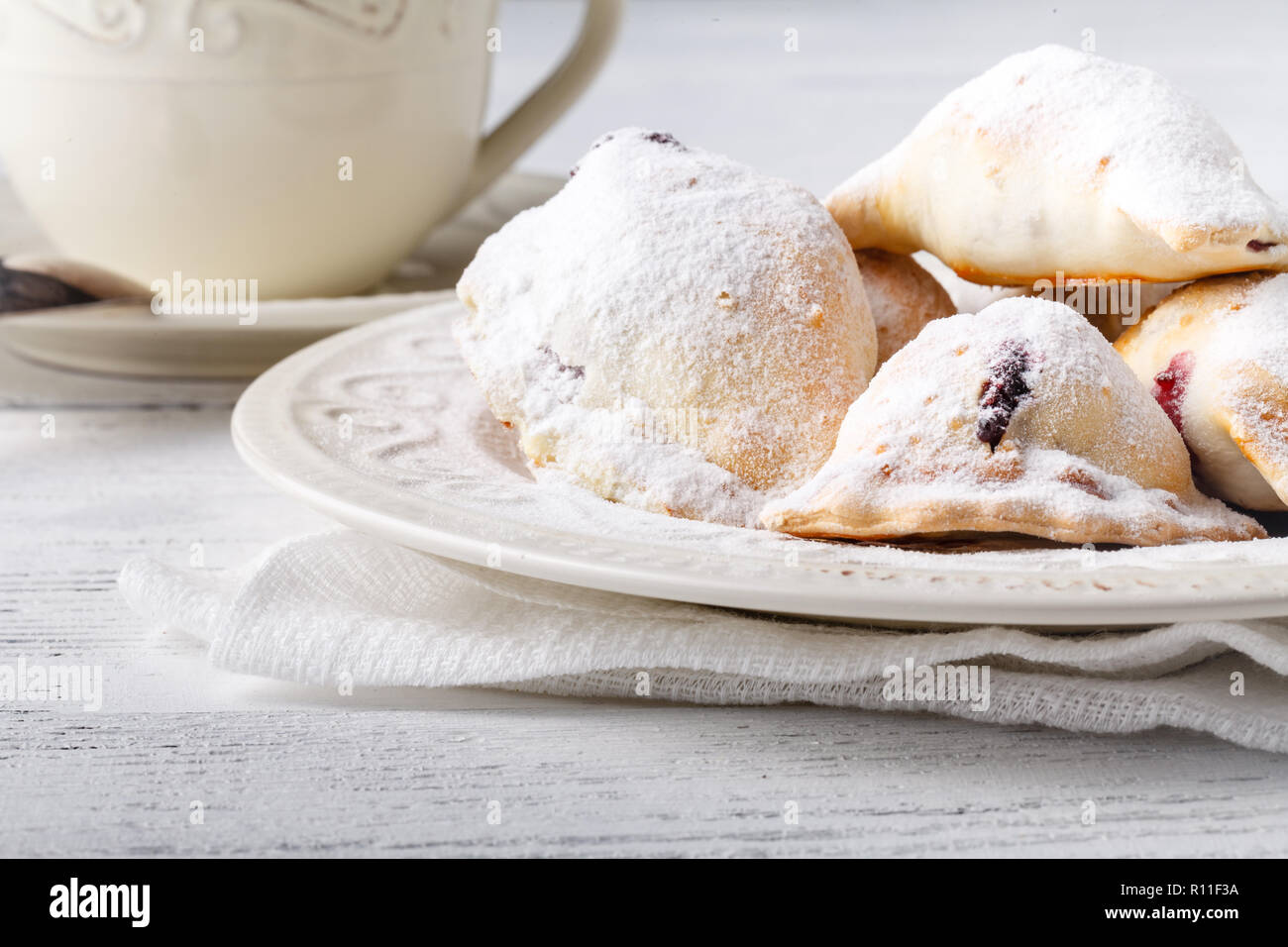 Small homemade deset pie with berries Stock Photo