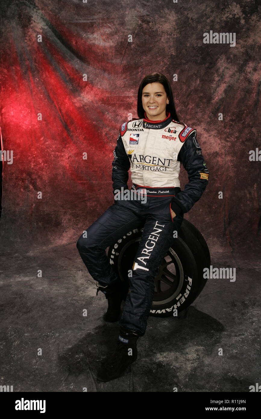 IRL driver Danica Patrick poses during IRL media day at Homestead Miami Speedway on March 4, 2006. Stock Photo