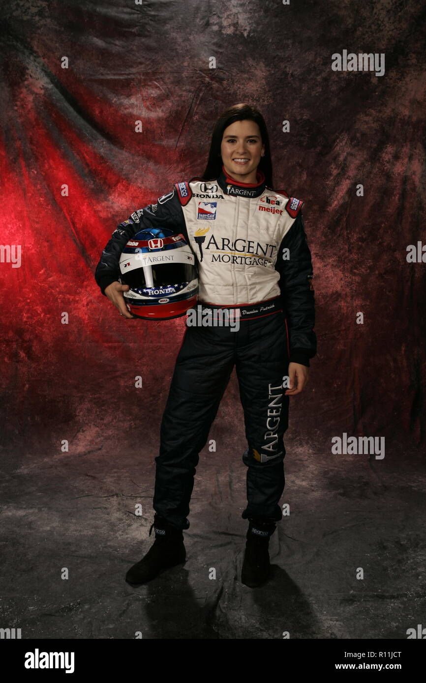 IRL driver Danica Patrick poses during IRL media day at Homestead Miami Speedway on March 4, 2006. Stock Photo