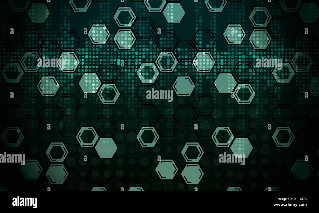 Abstract technological background from honeycombs and dots Stock Vector