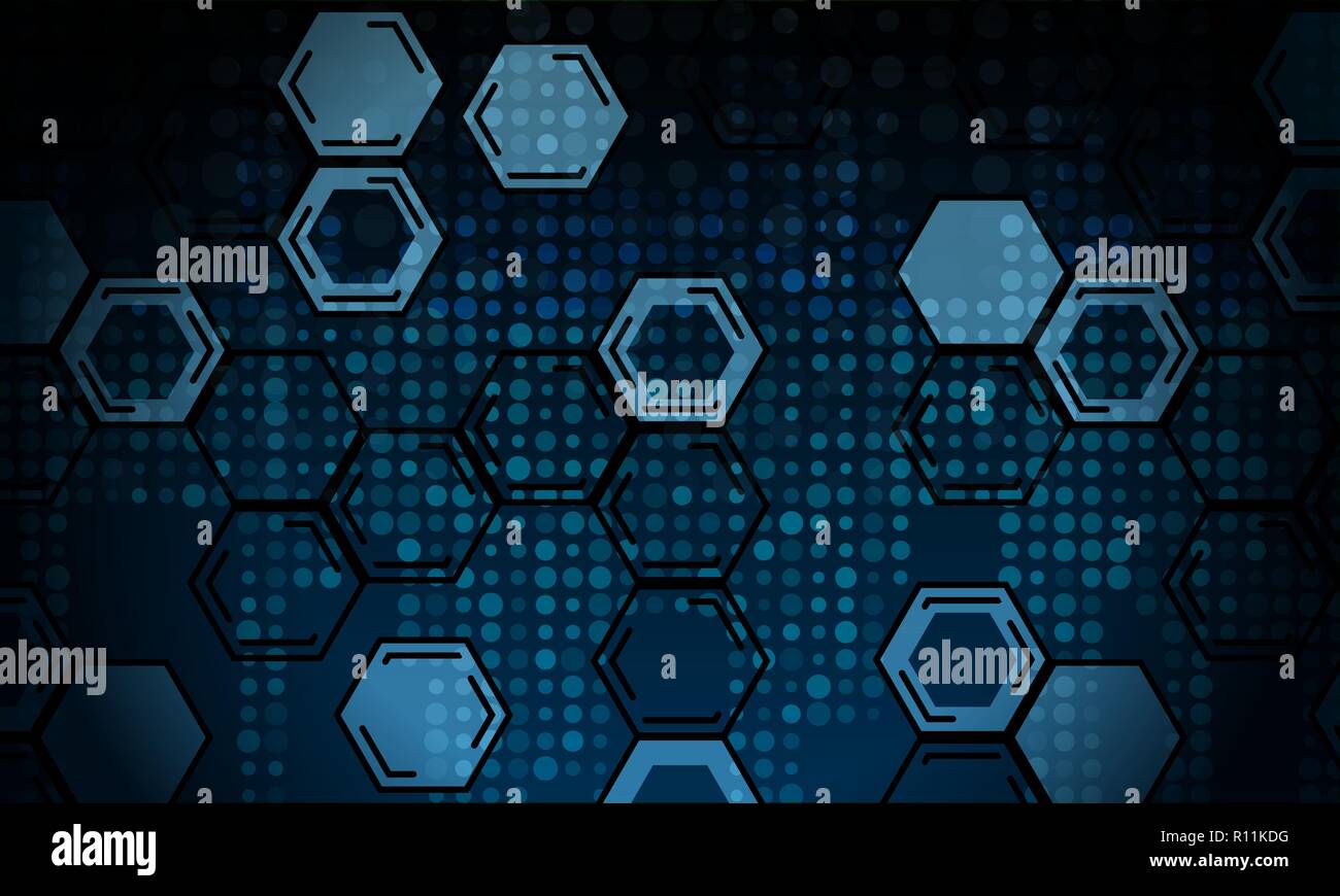 Abstract technological background from honeycombs and dots Stock Vector