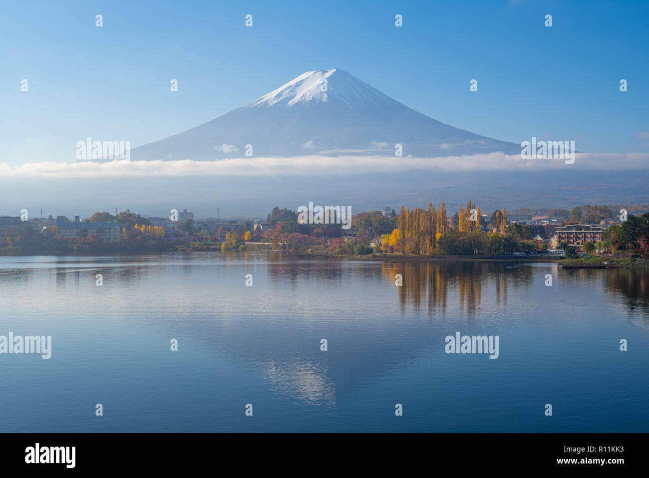 Mount Fuji and Lake Kawaguchi in Yamanashi, japan Stock Photo