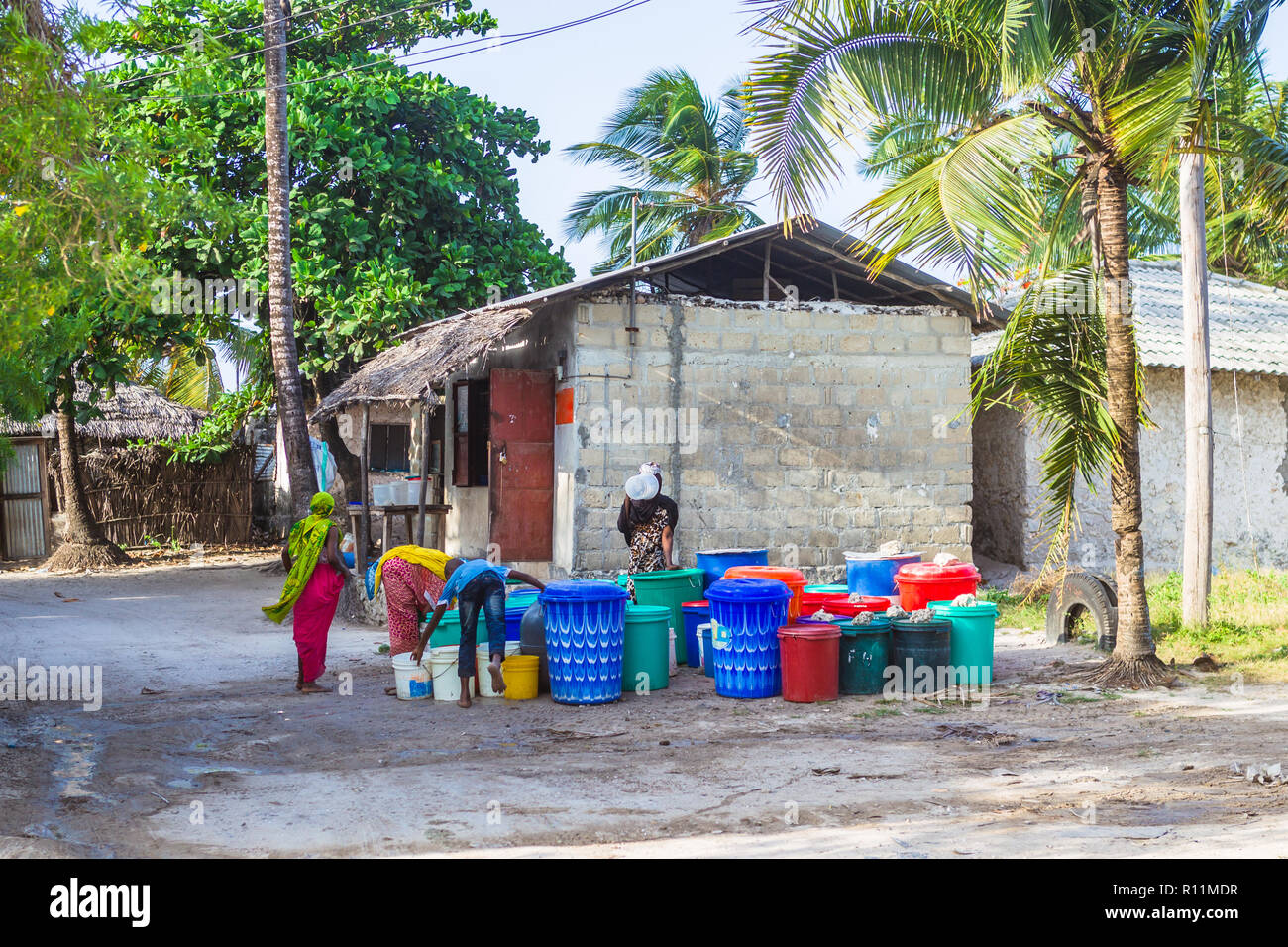 Water well. Paje villag, Zanzibar, Tanzania. Stock Photo