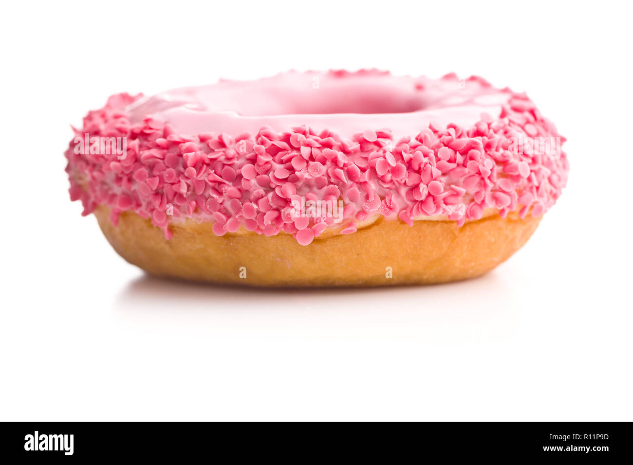 Sweet glazed donut isolated on white background Stock Photo - Alamy