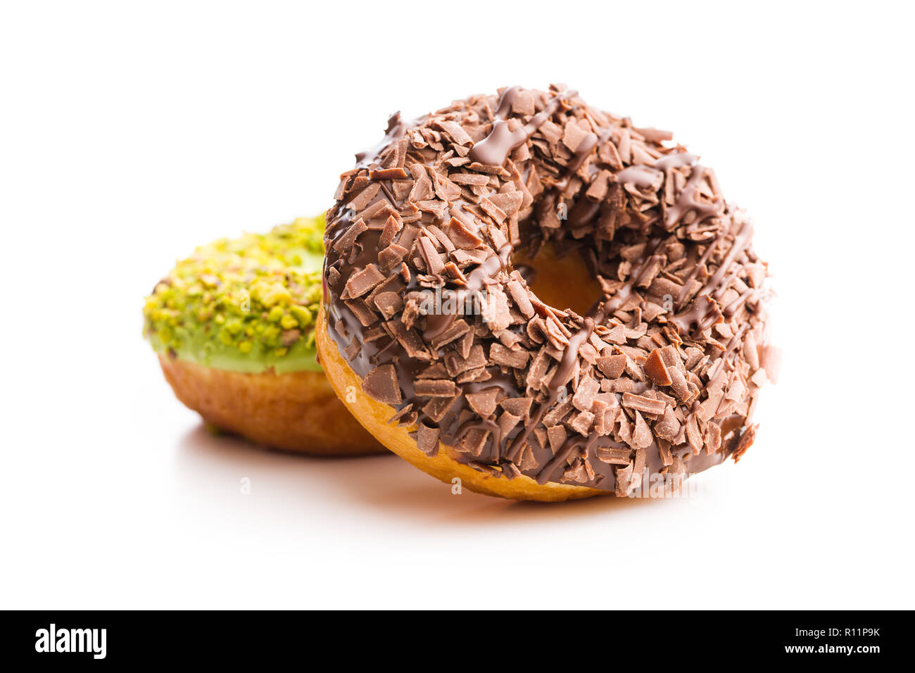 Sweet glazed donuts isolated on white background Stock Photo - Alamy