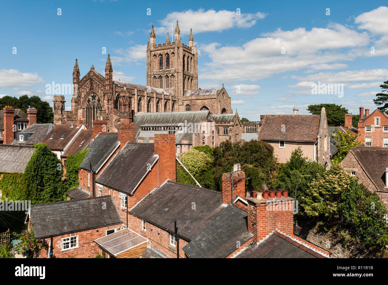 Hereford Cathedral, dating from 1079, dominates the city.