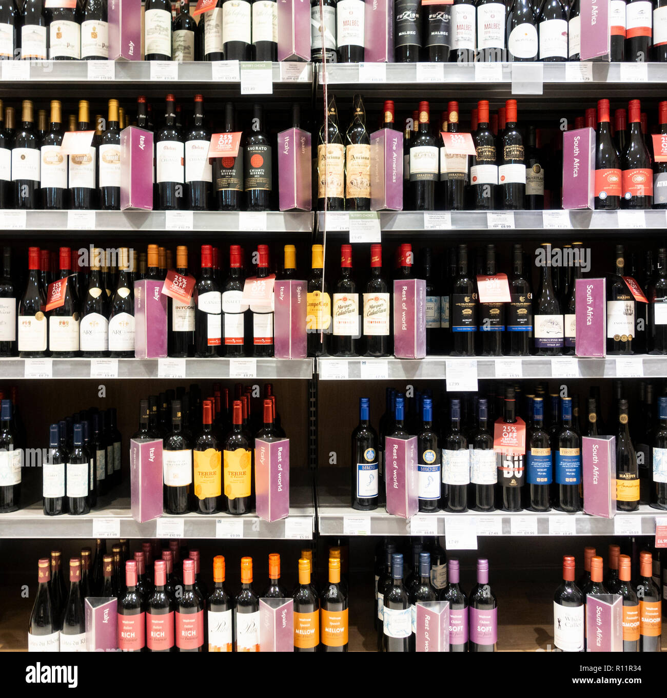 Wine section in Waitrose store, UK Stock Photo Alamy