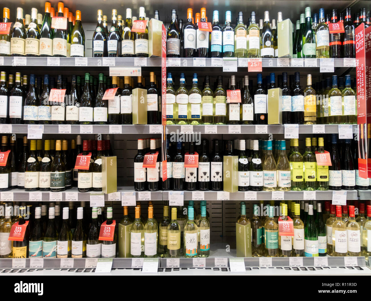 Wine section in Waitrose store, UK Stock Photo Alamy