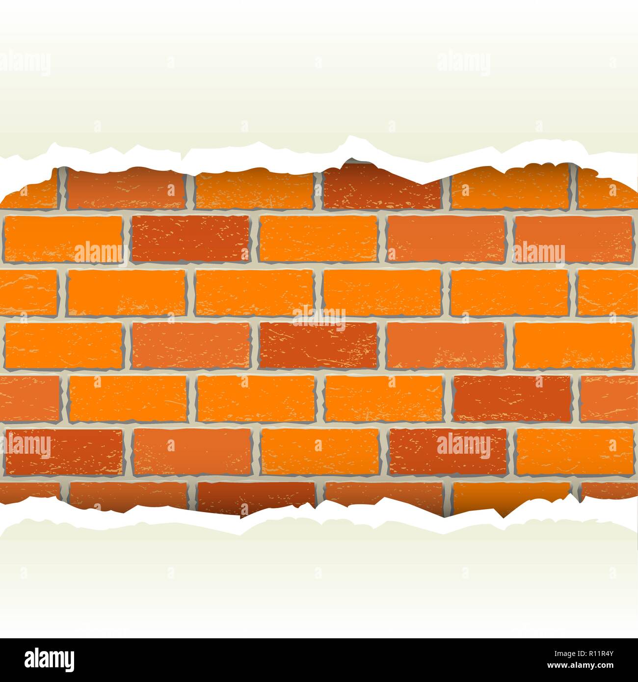 white torn paper brickwork background Stock Vector