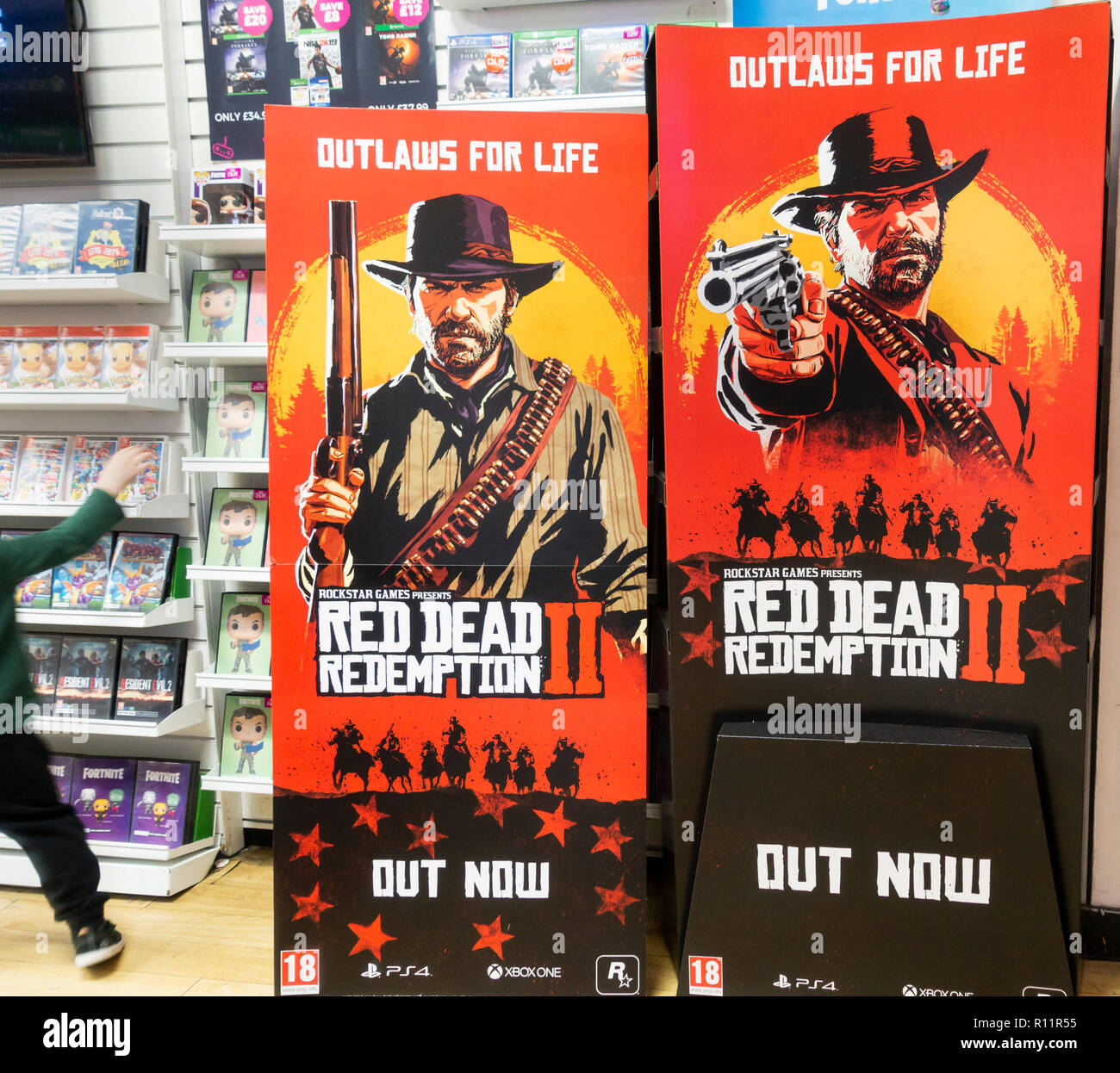 Red Dead Redemption 11 in gaming store shortly after release date. Stock Photo