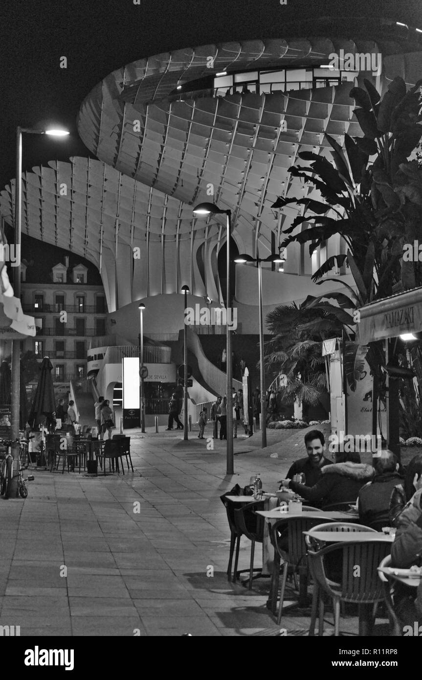 Night scene in Seville. Andalusia, Spain Stock Photo