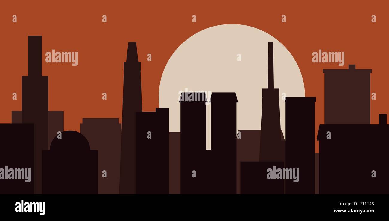 Modern City Skyline Sunrise Vector illustration Stock Vector Image ...