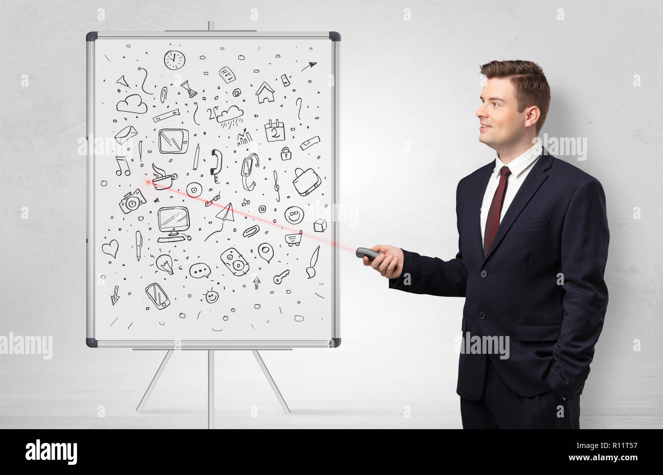 Professor with laser pointer teaching Stock Photo Alamy