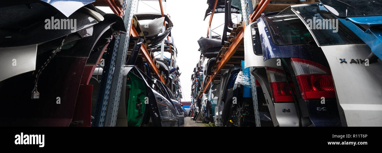Racks with auto parts Stock Photo - Alamy