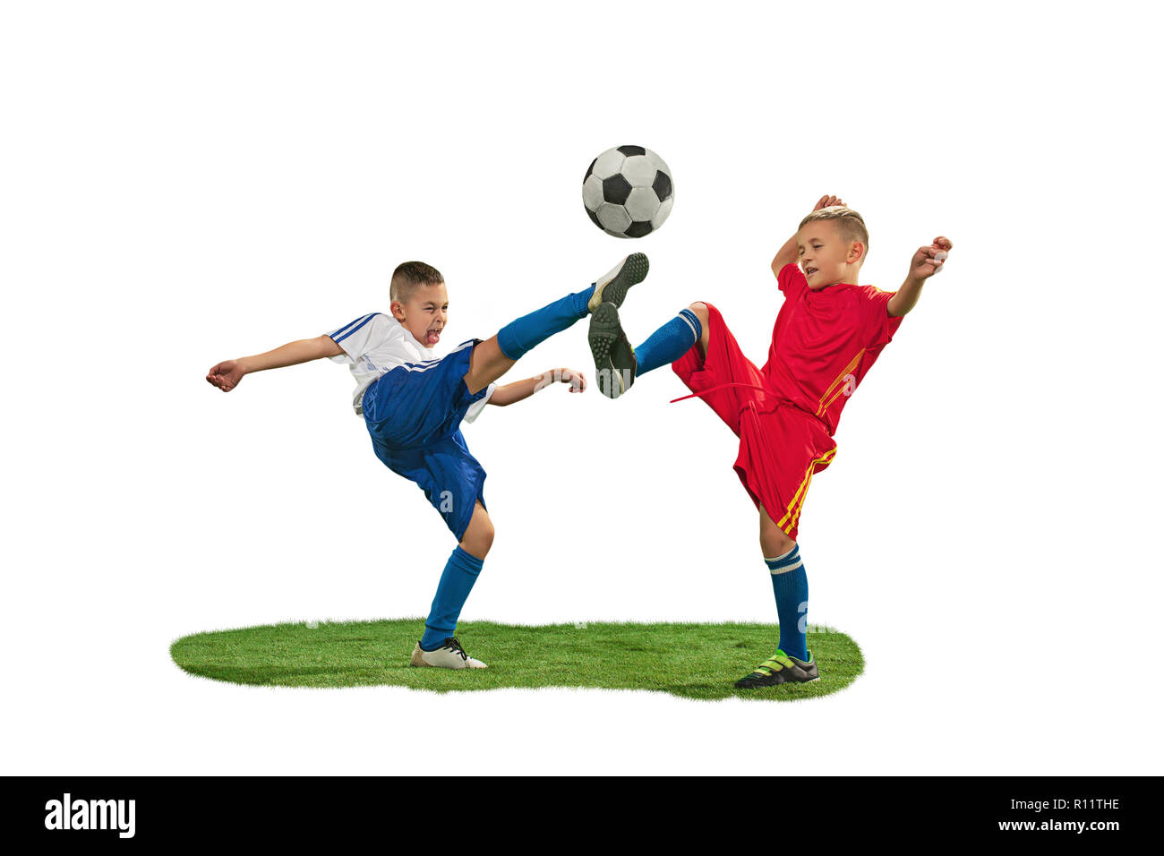 Two soccer players running ball Cut Out Stock Images & Pictures Alamy
