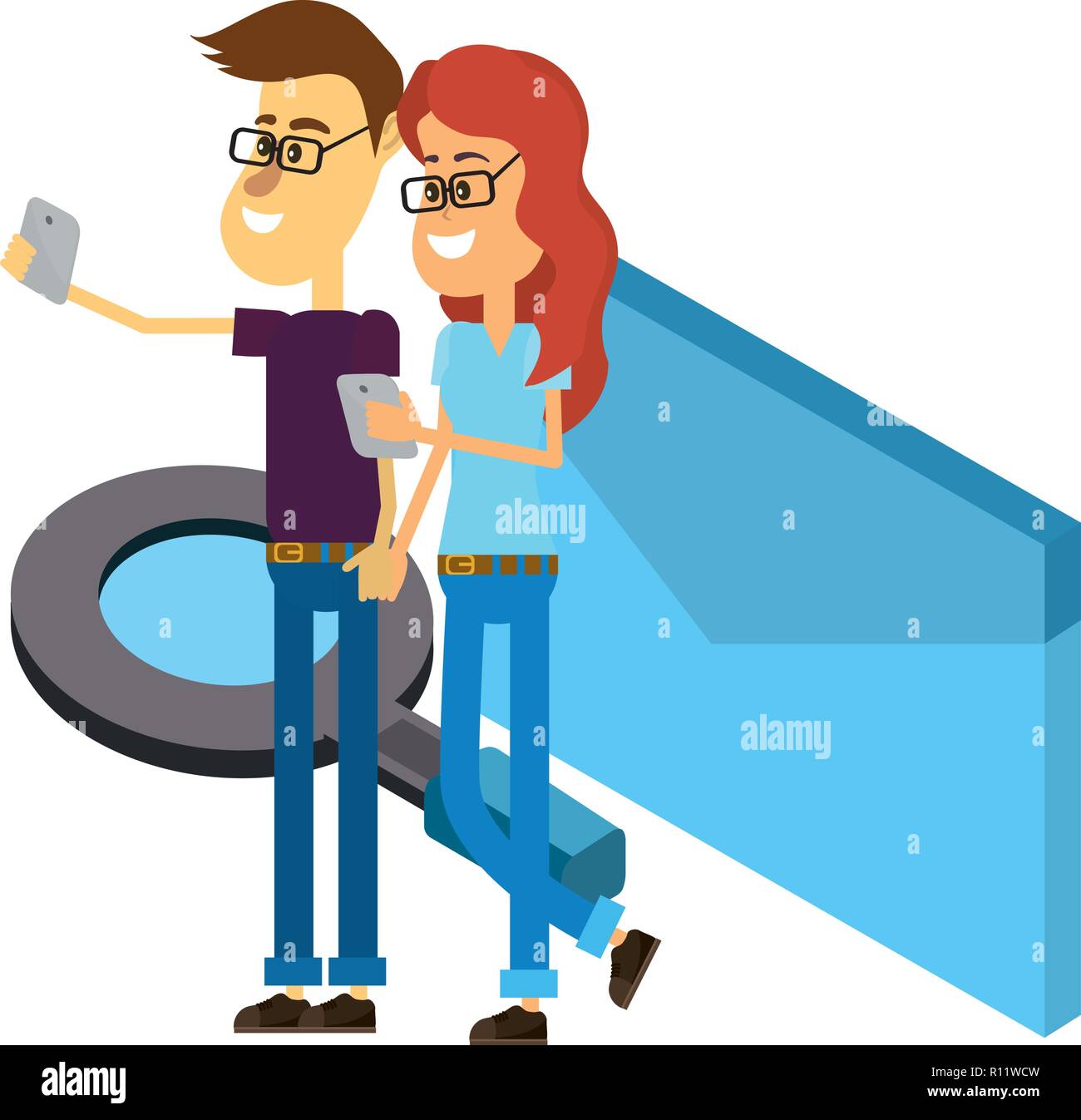 Couple and email Stock Vector Image & Art - Alamy