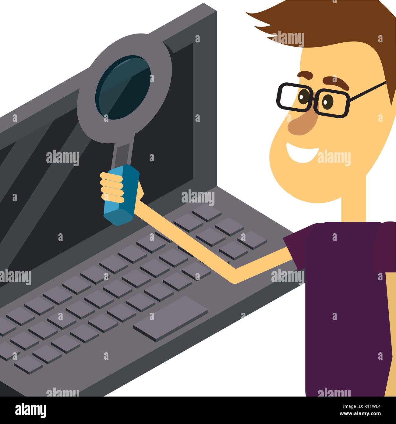 Man with laptop Stock Vector