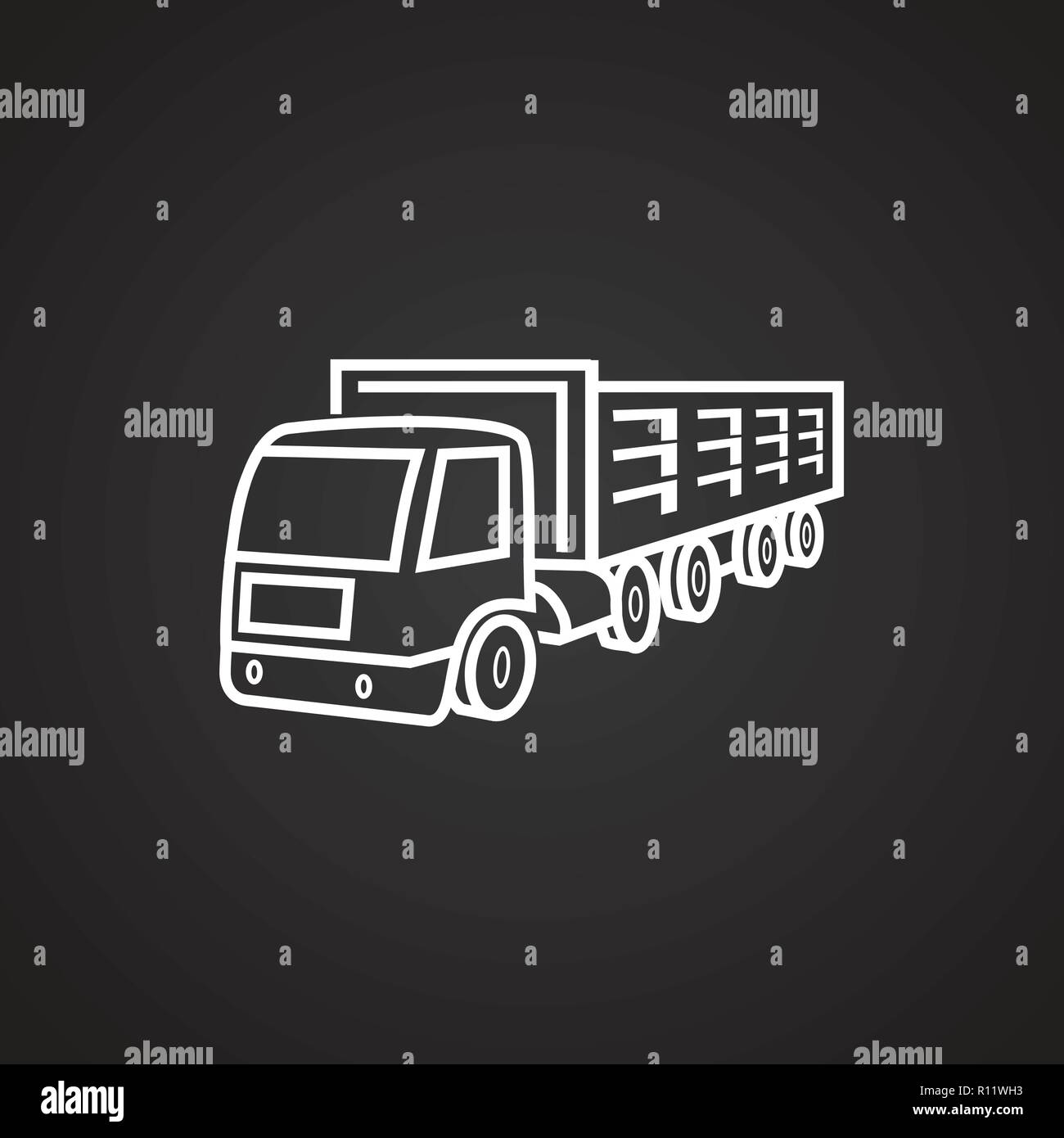 Trolley bus thin line on black background Stock Vector