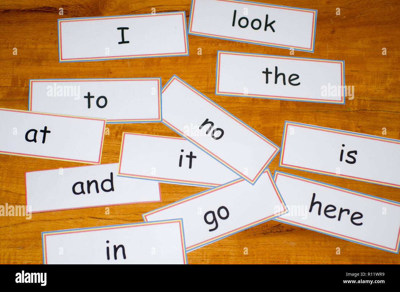 Flash cards with first words for reading Stock Photo Alamy