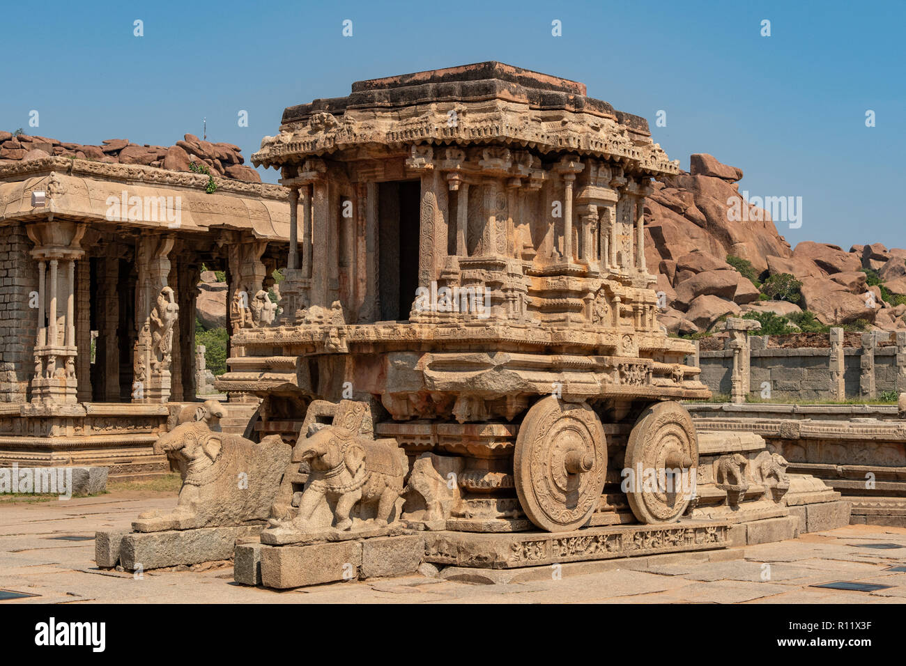 Stone Chariot, Vitthala Temple, Hampi, Karnataka, India Stock Photo