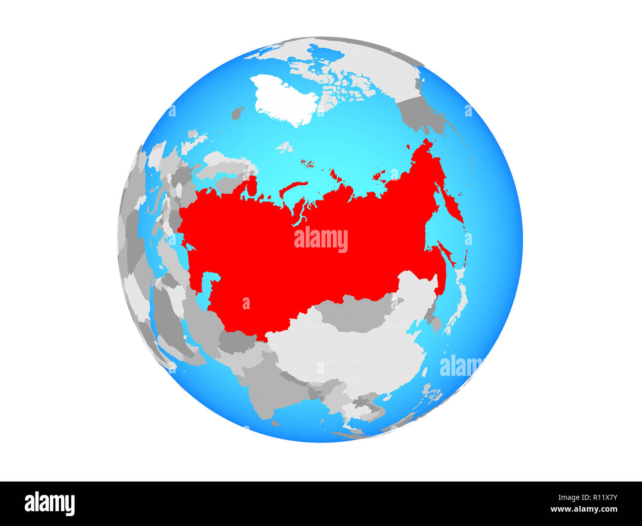 Soviet Union on blue political globe. 3D illustration isolated on white background. Stock Photo