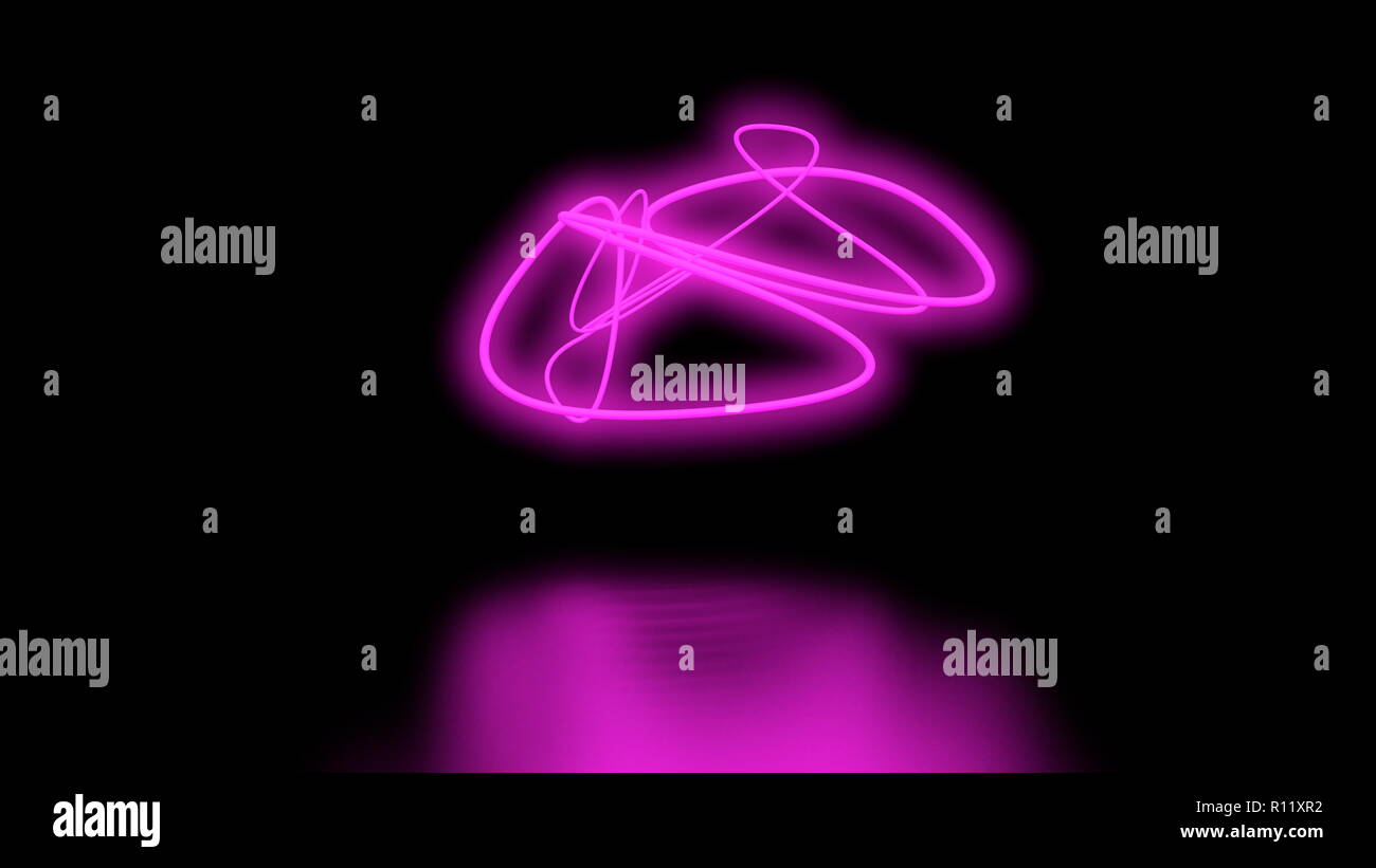Futuristic Sci-Fi Abstract Purple Neon Light Shapes On Black Background ...