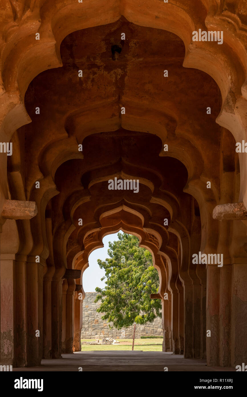 Lotus Mahal, Zanana Enclosure, Hampi, Karnataka, India Stock Photo